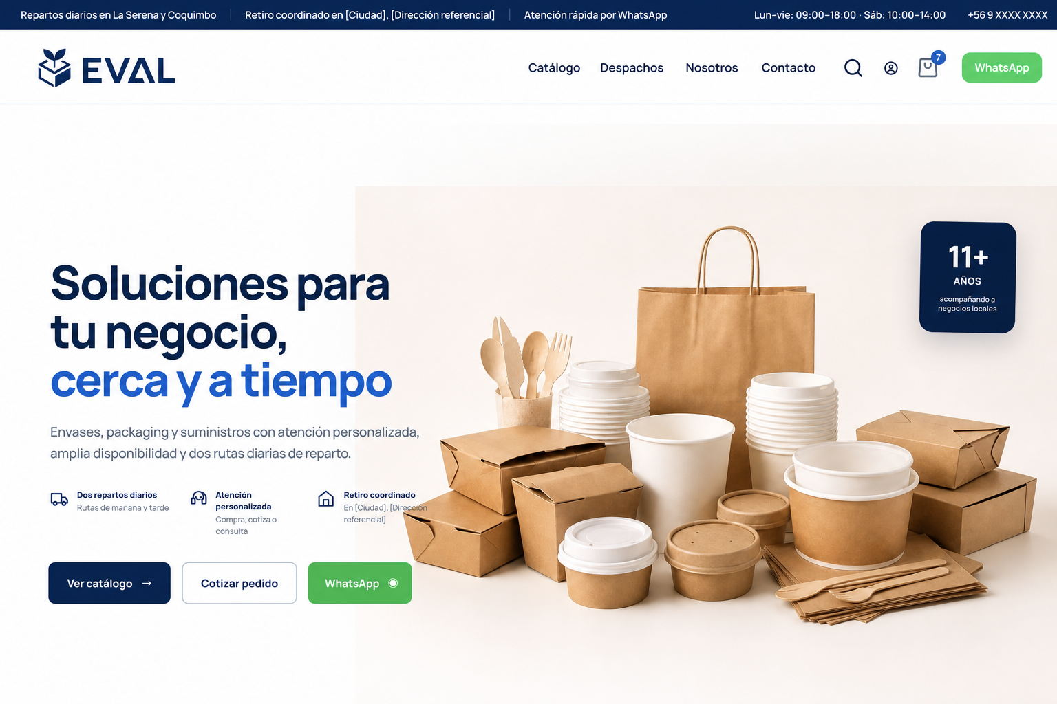 Web comercial desarrollada para Distribuidora EVAL